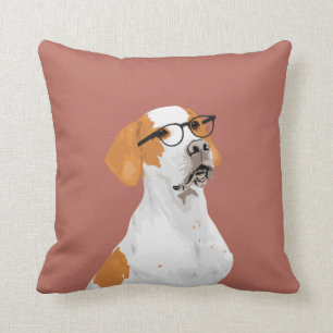 Hipster English Pointer Dog Pillow for Dog Lovers