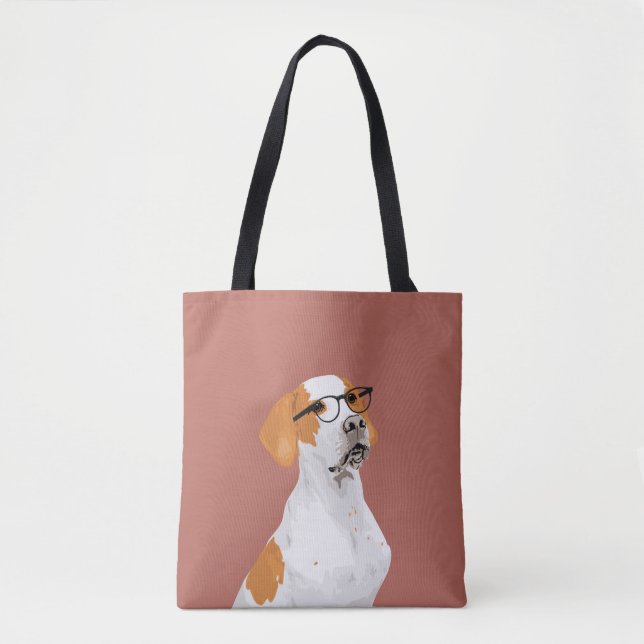 Hipster English Pointer Tote Bag for Dog Lovers (Front)