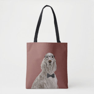 Hipster English Setter Tote Bag for Dog Lovers