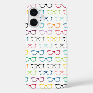 Hipster Eye Glasses Pattern Cute Colourful White iPhone 16 Case