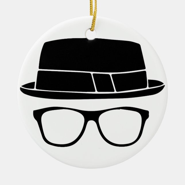 Hipster Fedora Ceramic Ornament (Front)