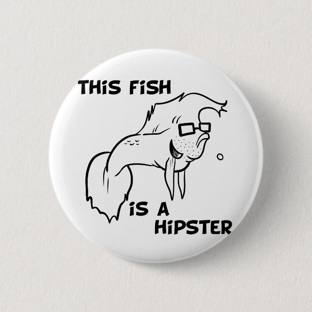 Hipster Fish 6 Cm Round Badge (Front)