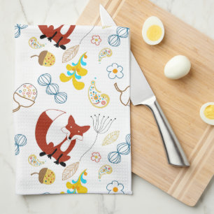 Hipster Forest Fox Baby Nursery Tea Towel
