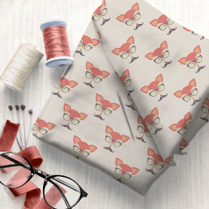 Hipster Fox, Glasses and Moustache ID1073 Fabric