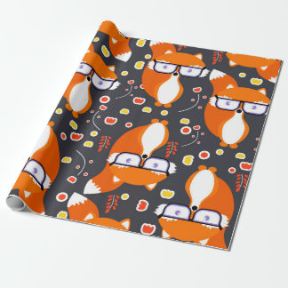 Hipster foxes wrapping paper