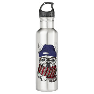 Hipster French Bull Dog 710 Ml Water Bottle