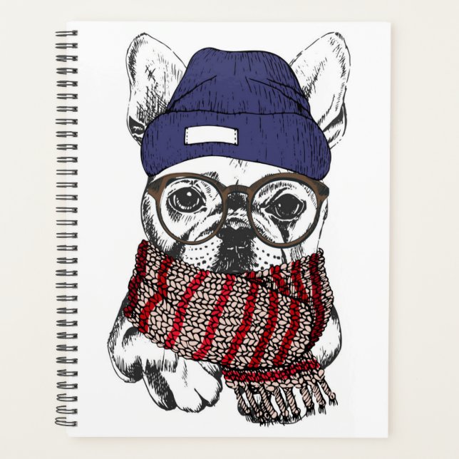 Hipster French Bull Dog Planner (Front)