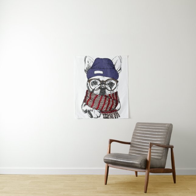 Hipster French Bull Dog Tapestry (In Situ)
