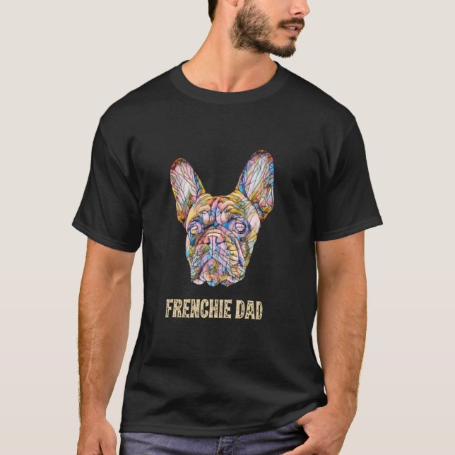 Hipster French Bulldog Dad T-Shirt (Front)