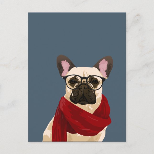 Hipster French Bulldog Postcards for Dog Lovers (Front)
