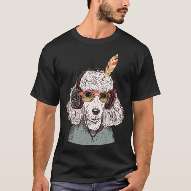 Hipster Funny Poodle T-Shirt (Front)