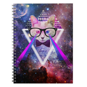 Hipster galaxy cat notebook
