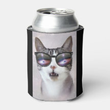 "Hipster Galaxy Space Cats" LOL Funny Can Cooler