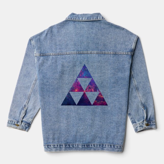 Hipster Galaxy / Space Triangle Denim Jacket (Back)