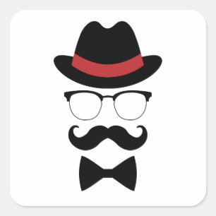 Hipster Gentleman Elements Square Sticker