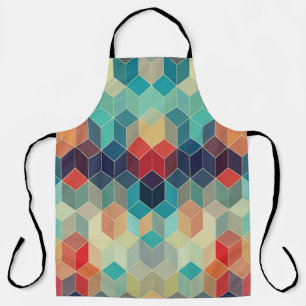 Hipster geometric cubes: retro mosaic background. apron