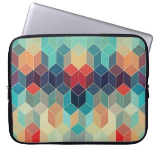 Hipster geometric cubes: retro mosaic background. laptop sleeve