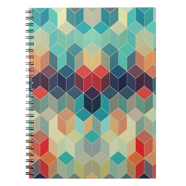 Hipster geometric cubes: retro mosaic background. notebook (Front)