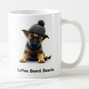 Hipster German Shepherd with Beanie Swagger Coffee Mug