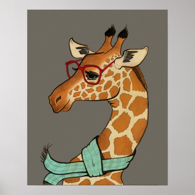 Hipster Giraffe Poster (Front)