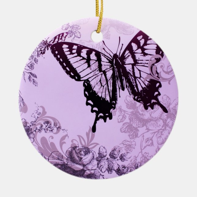 hipster girly boho chic butterfly ceramic tree decoration (Front)