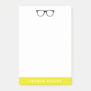 Hipster Glasses and Neon Yellow Post-it Notes