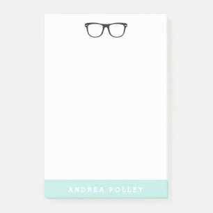 Hipster Glasses and Soft Mint Blue Post-it Notes