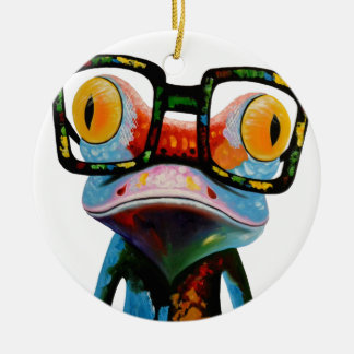 Hipster Glasses Frog Ceramic Tree Decoration