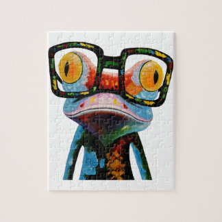 Hipster Glasses Frog Jigsaw Puzzle