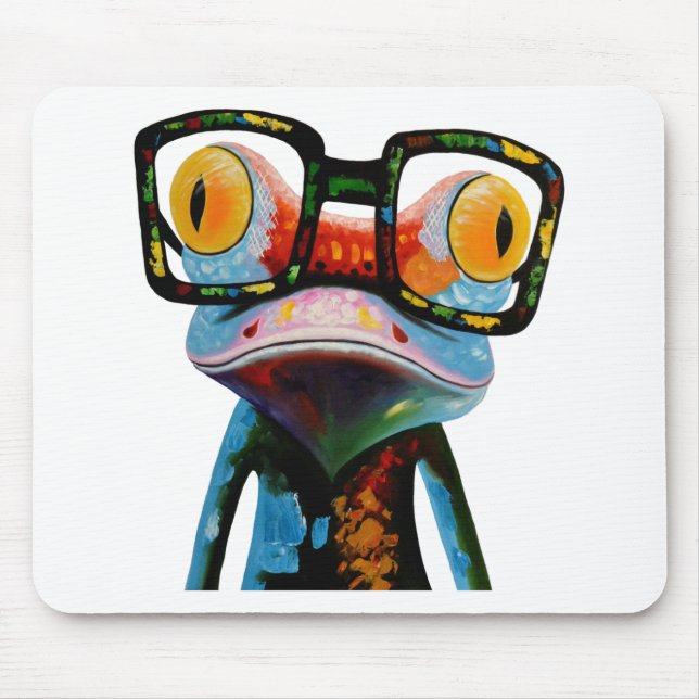 Hipster Glasses Frog Mouse Pad (Front)