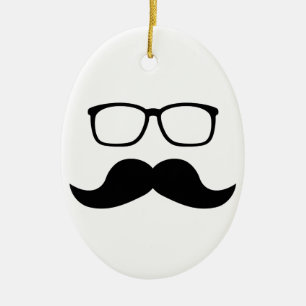 Hipster Glasses Moustache Ceramic Tree Decoration