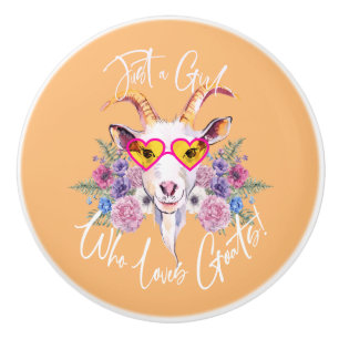 Hipster Goat  Ceramic Knob