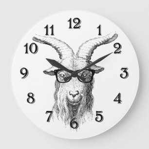 Hipster Goat Large Clock