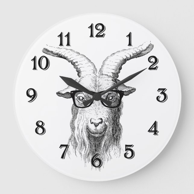 Hipster Goat Large Clock (Front)