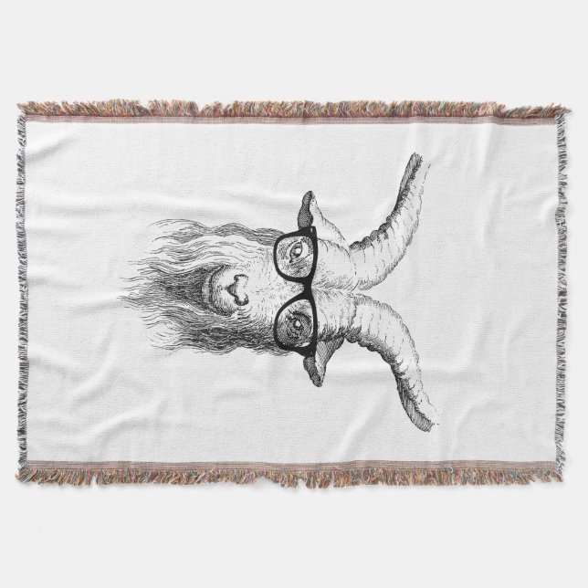 Hipster Goat Throw Blanket (Front)