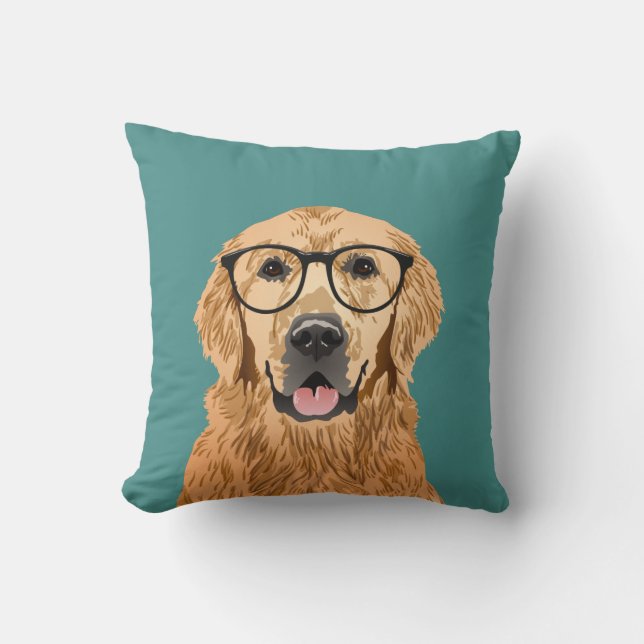 Hipster Golden Retriever Cushion (Front)