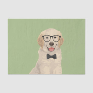 Hipster Golden Retriever Puppy Tissue Paper