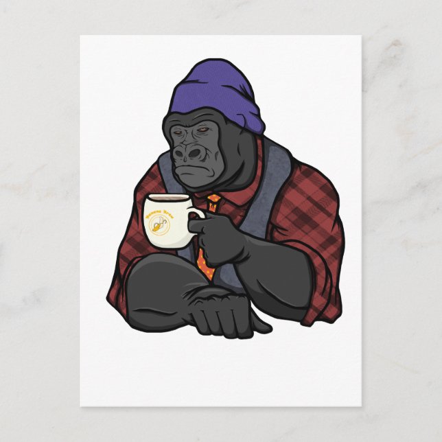 Hipster Gorilla Postcard (Front)