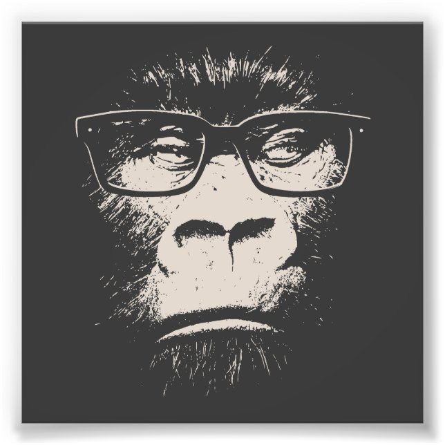 Hipster Gorilla With Glasses Photo Print (Front)