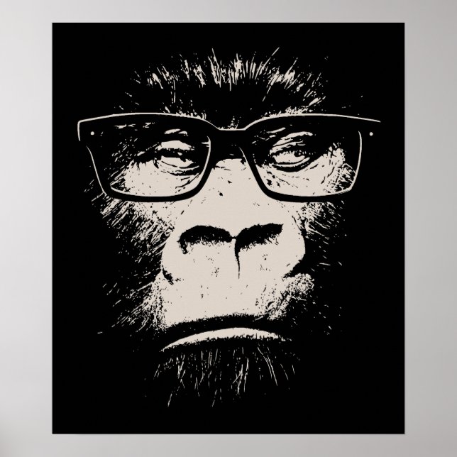 Hipster Gorilla With Glasses Poster (Front)