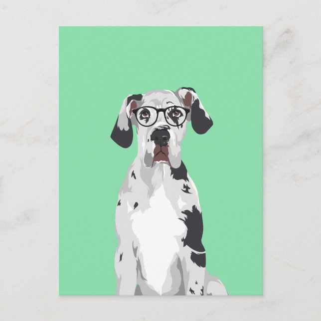 Hipster Great Dane for Dog Lovers Postcard (Front)