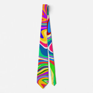 Hipster Groovy Retro Rainbow Surface Pattern  Tie