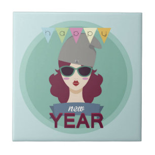 hipster happy new year tile