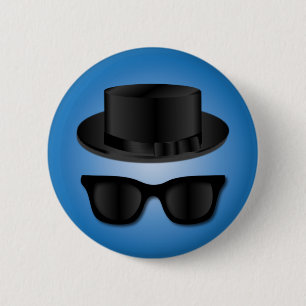 Hipster Hat and Glasses 6 Cm Round Badge