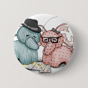Hipster Hellephant Couple 6 Cm Round Badge