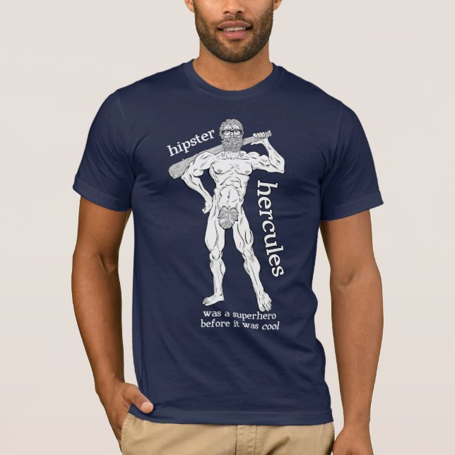 Hipster Hercules (for dark shirts) T-Shirt (Front)