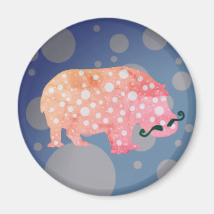 Hipster Hippopotamus Standard, 5.7 Cm Round Magnet