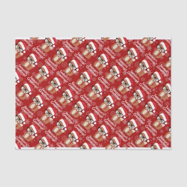 Hipster Holiday Fox Glasses Cute Animal Christmas Tissue Paper (Front)