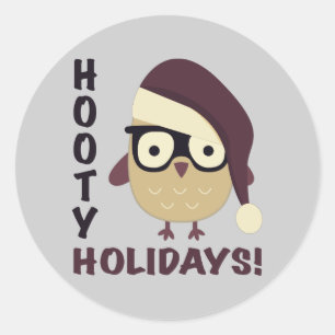 Hipster Hooty Holidays! Classic Round Sticker