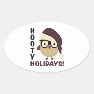 Hipster Hooty Holidays! Oval Sticker